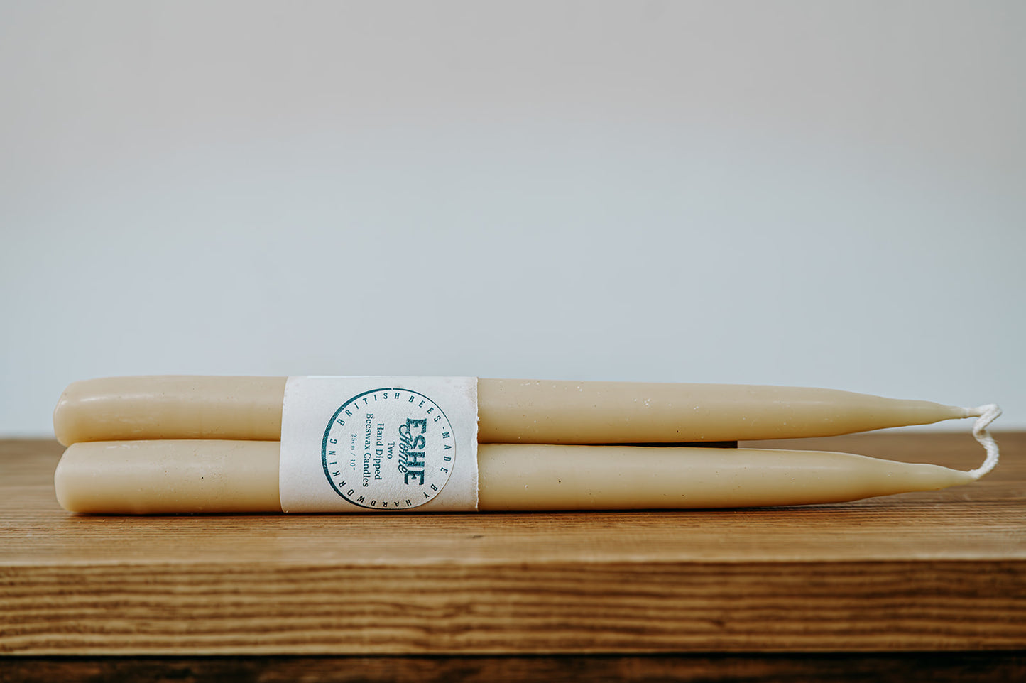 Pair of 24cm Hand-Dipped Beeswax Candles