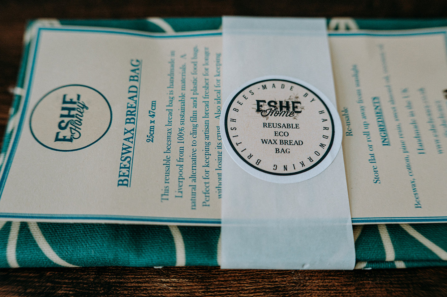 Beeswax Bread Bag | Orla Keily Stem | Duck Egg