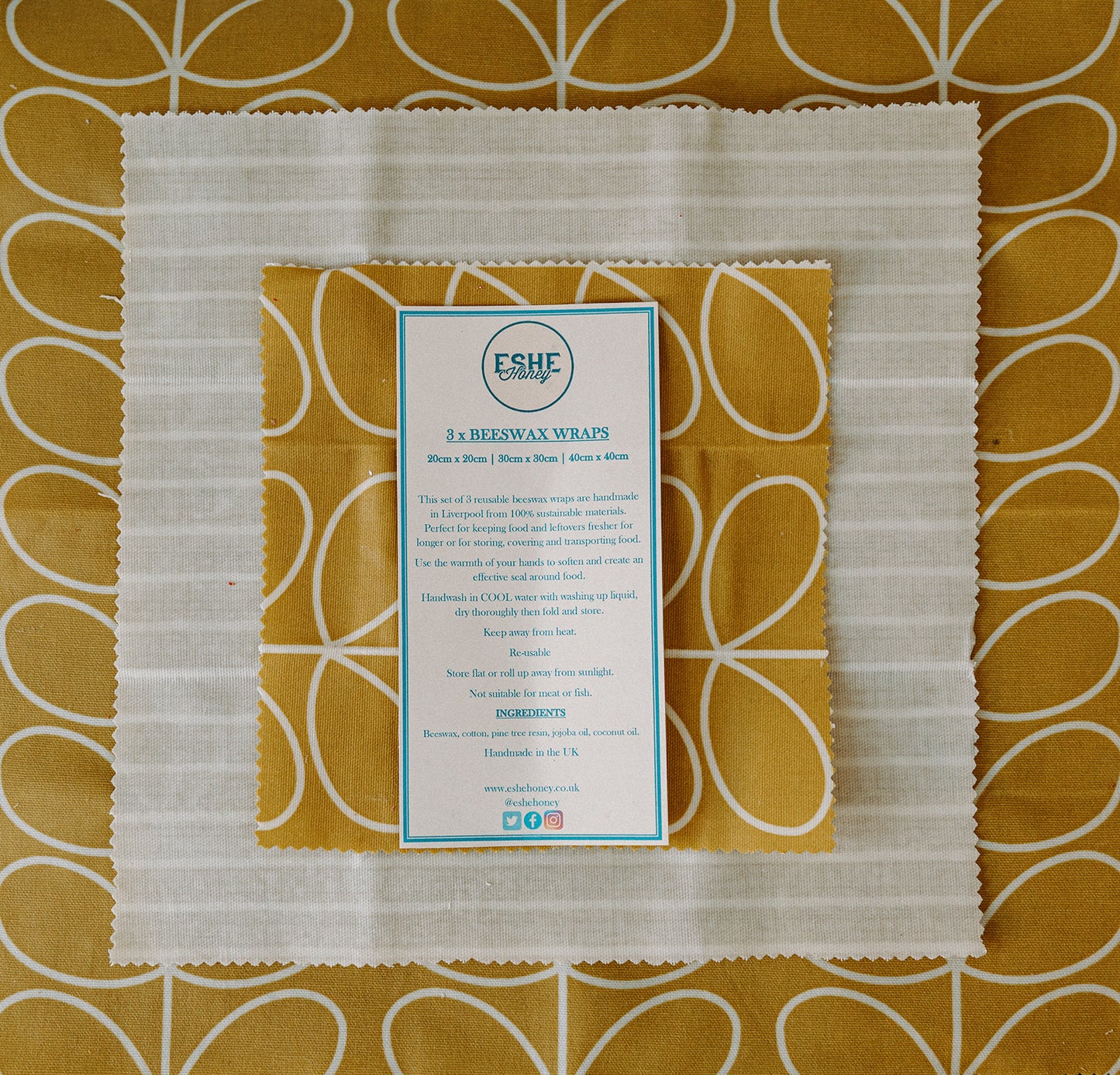 Beeswax Food Wrap | 3 Pieces | Dandelion