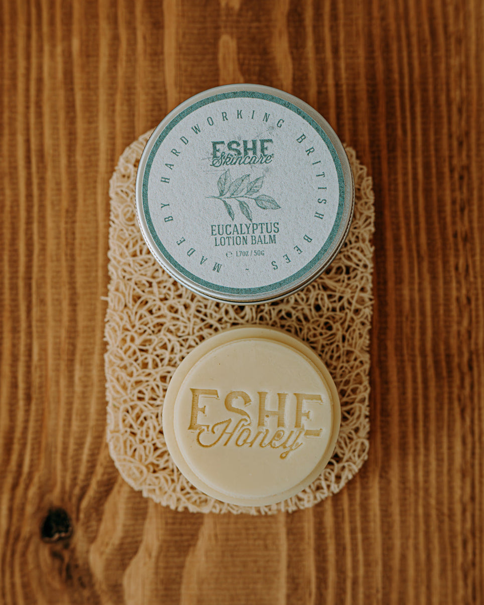 Eucalyptus Lotion Balm on a wooden surface