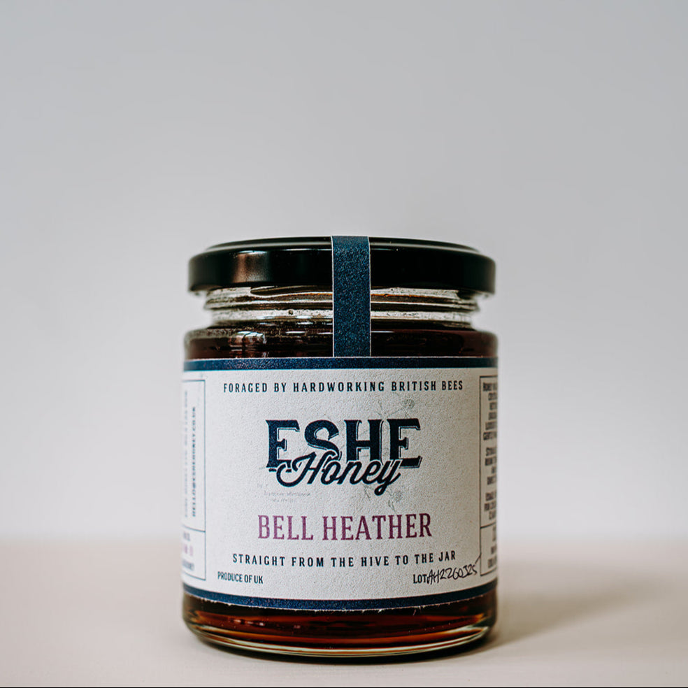 Jar of Eshe Honey Bell Heather on a white background