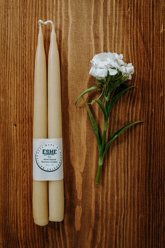 Pair of 24cm Hand-Dipped Beeswax Candles