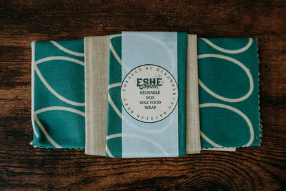 Beeswax Food Wrap | 3 Pieces | Deep Duck Egg