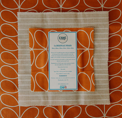 Beeswax Food Wrap | 3 Pieces | Papaya