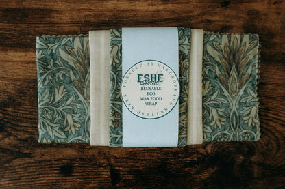 Beeswax Food Wrap | 3 Pieces | William Morris | Snakeshead Denim